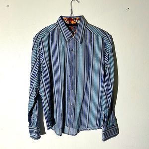 Robert Graham Blue Striped Dress Shirt